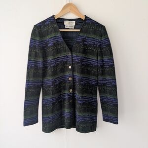 Vintage St. John Collection By Marie Gray Black Blue Green Cardigan Holt Renfrew